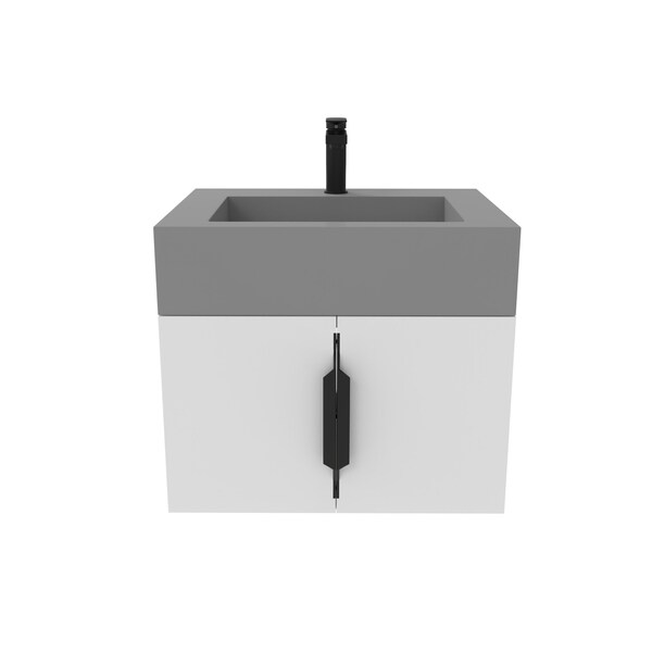 Castello Usa Nile 24-inch White Vanity Set with Gray Top and Black Handles CB-MC-24W-BL-2053-GR - main